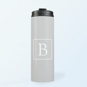 Einfaches hellgraues Monogramm Thermosbecher