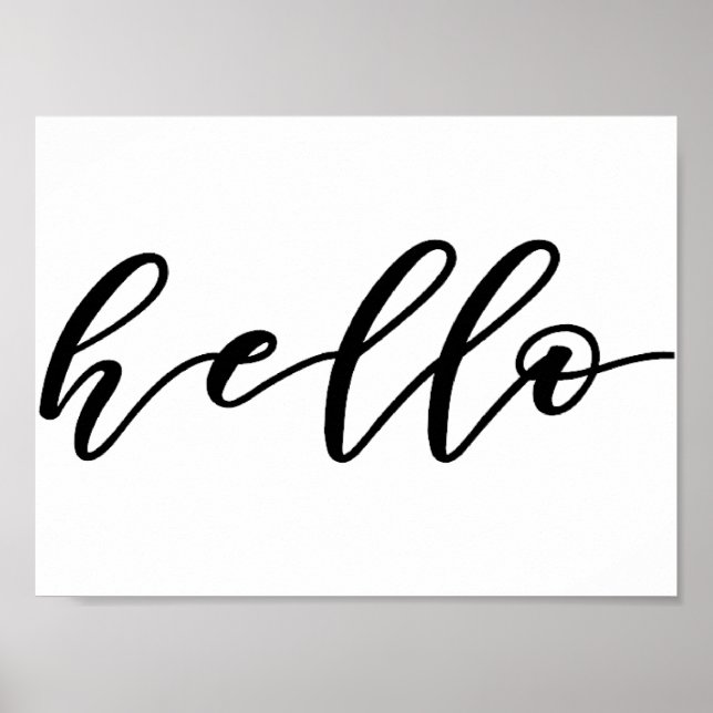 Einfaches Hello Design in schönem Typografie-Skrip Poster (Vorne)