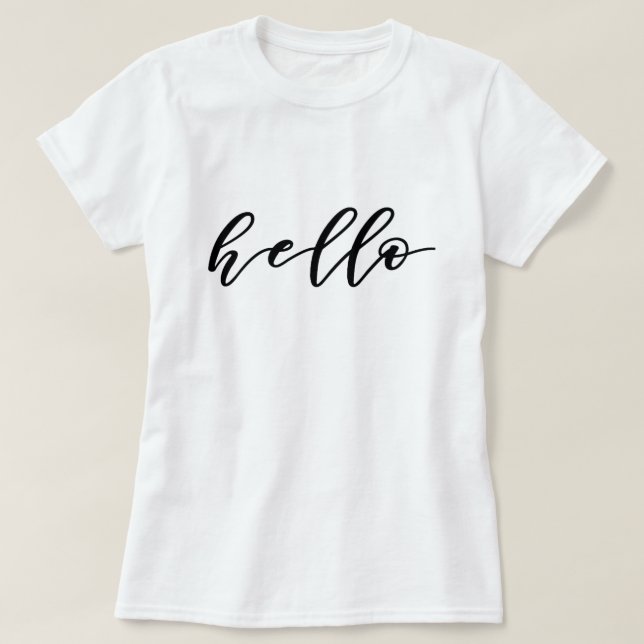Einfaches Hello Design in schönem Typografie-Skrip T-Shirt (Design vorne)