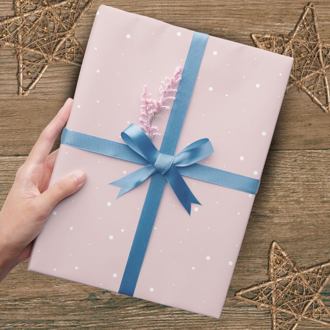 Einfaches hellrosa Schneeflockenmuster-Wrap-Papier Geschenkpapier (Von Creator hochgeladen)