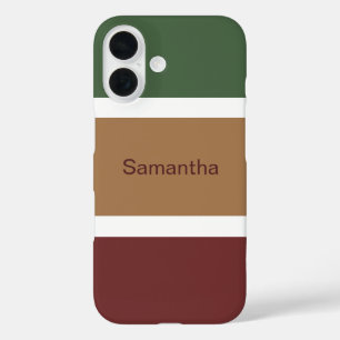 Einfaches Herbststreifenmuster personalisiert iPhone 16 Hülle