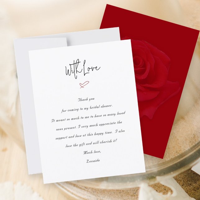 Einfaches Herz-Brautparty Dankeschön Message Card Dankeskarte (Von Creator hochgeladen)