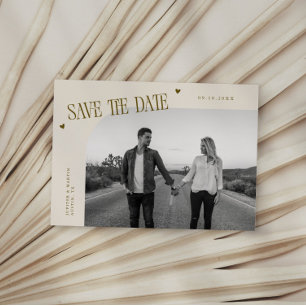 Einfaches Herz Creme gebogener Rahmen Foto Save The Date