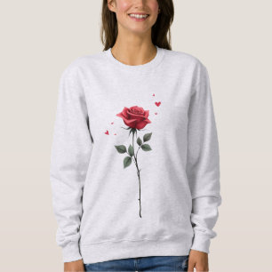 Einfaches Herz der Rote Rose - Der elegante Valent Sweatshirt