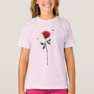 Einfaches Herz der Rote Rose - Der elegante Valent T-Shirt