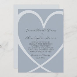 Einfaches Herz Dusty Blue Hochzeit Einladung