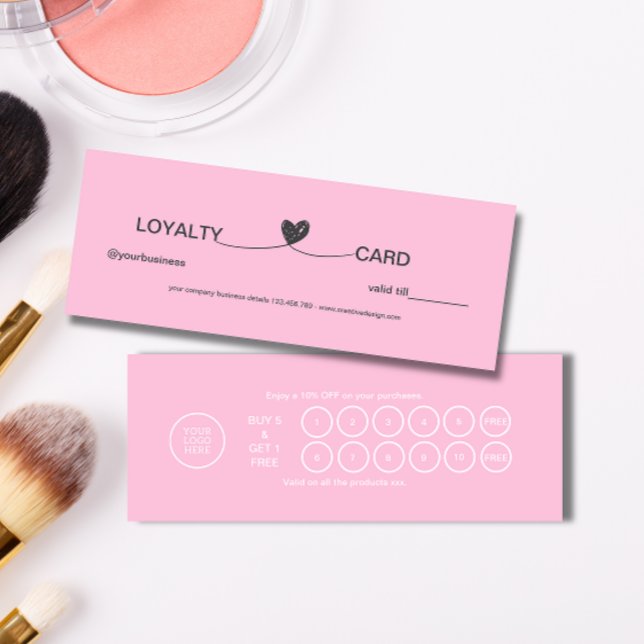 Einfaches Herz Elegante Rosa Schönheit Treuekarte (Simple Heart Elegant Pink Beauty Loyalty Card)