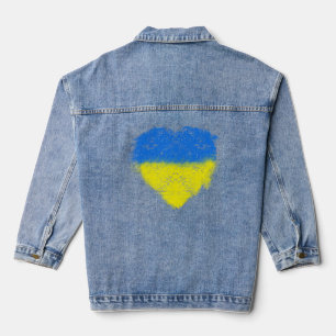 Einfaches Herz in den Farben der ukrainischen Flag Jeansjacke