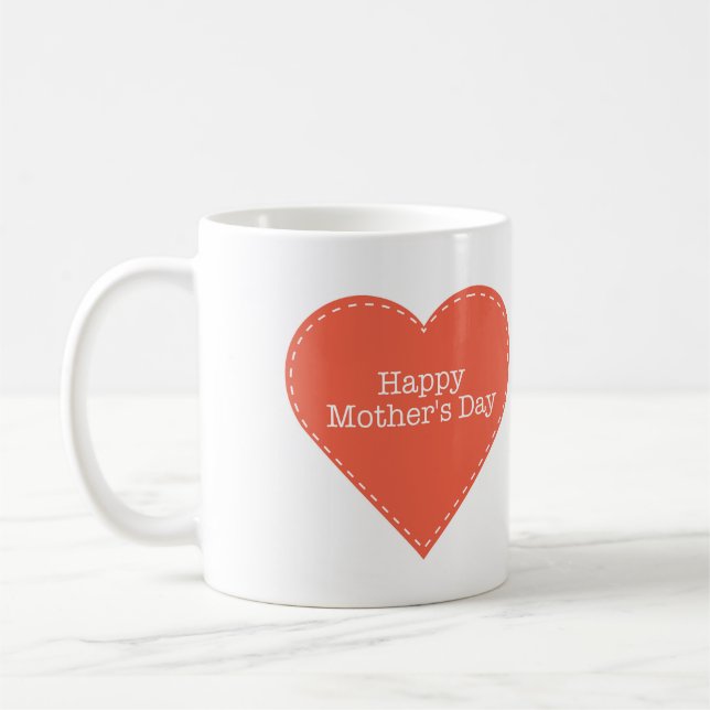 Einfaches Herz mit Text glücklich Muttertag Tasse (Links)