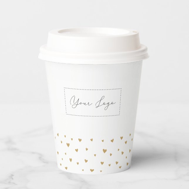 Einfaches Herz-Muster Geschäft-Logo Custom Pappbecher (Vorderseite)