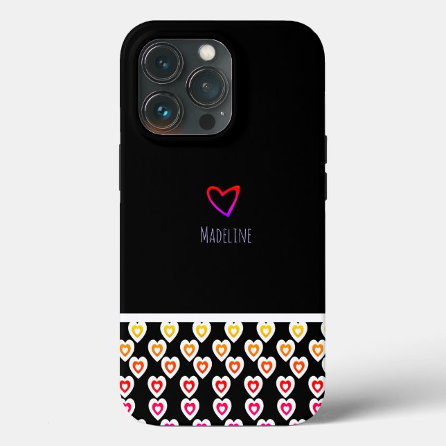 Einfaches Herz Muster Wiederholung Border Rainbow Case-Mate iPhone Hülle (Rückseite)