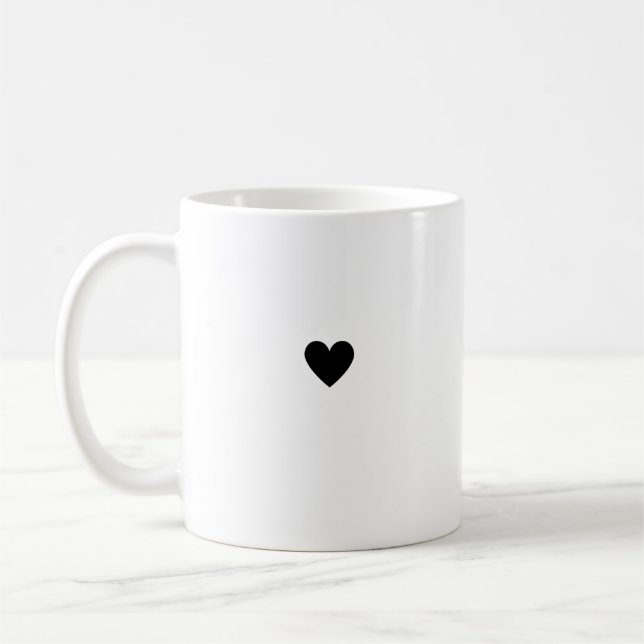 Einfaches Herz Schwarz-weiß Moderne Minimalistisch Kaffeetasse (Links)
