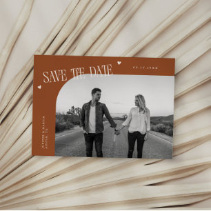 Einfaches Herz-Terrakotta-Gebogenes-Rahmen-Foto Save The Date