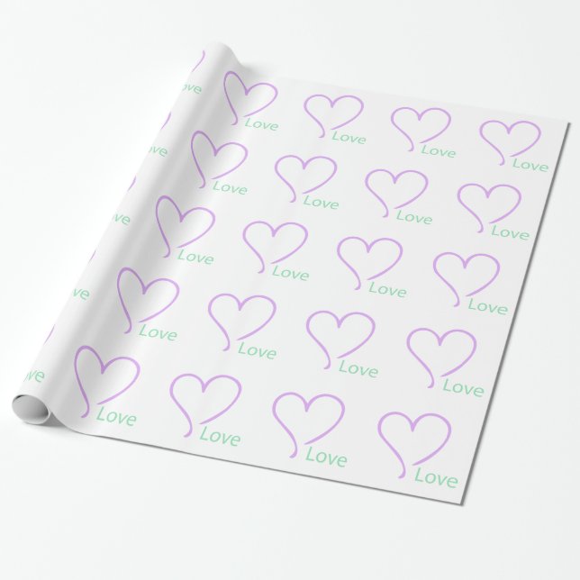 Einfaches Herz und Liebe Geschenkpapier (Ungerollt)