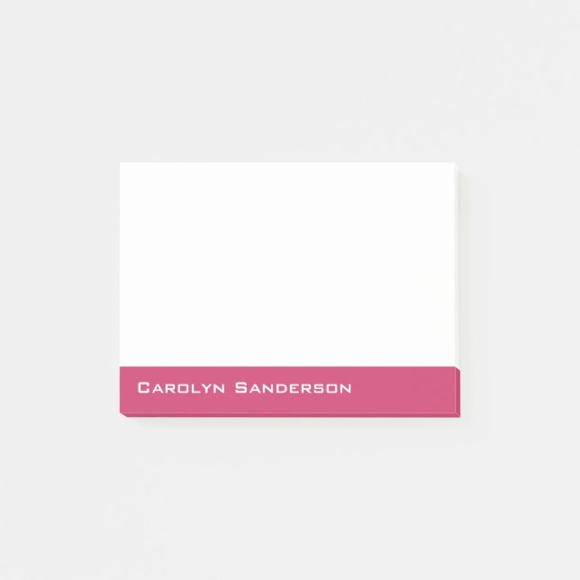 Einfaches Himbeerrosa-Name-Monogramm oder Wort Post-it Klebezettel (Vorderseite)