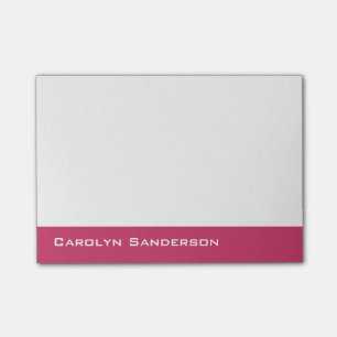 Einfaches Himbeerrosa-Name-Monogramm oder Wort Post-it Klebezettel