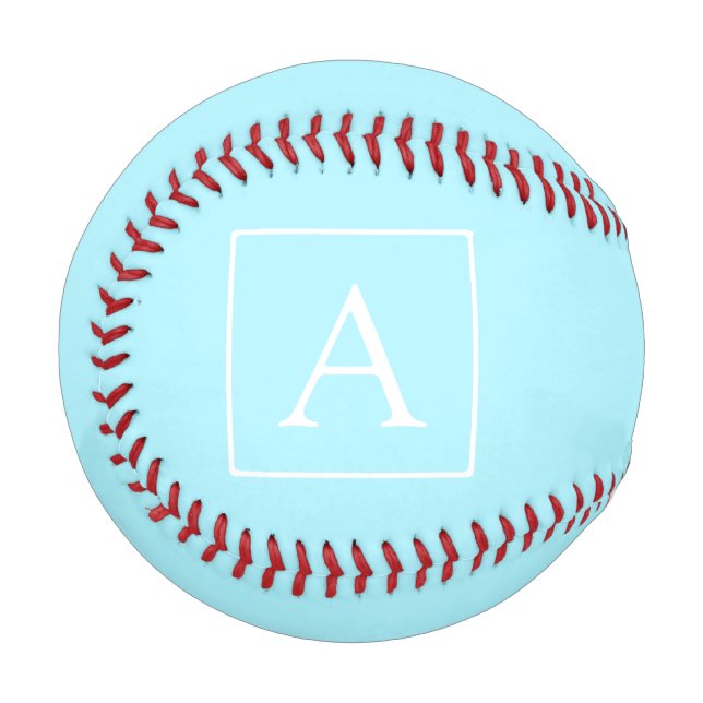 Einfaches Himmelblau Monogramm Baseball (Vorderseite Links)