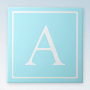 Einfaches Himmelblau-Monogramm Fliese