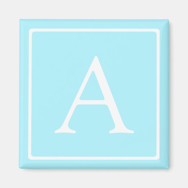 Einfaches Himmelblau-Monogramm Magnet (Vorne)