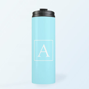 Einfaches Himmelblau-Monogramm Thermosbecher