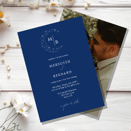 Einfaches himmlisches elegantes Monogramm Hochzeit Einladung