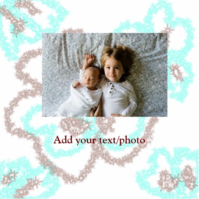 einfaches Hinzufügen IHRES FOTOS TEXT Blue Glitzer Freistehende Fotoskulptur (Vorne)