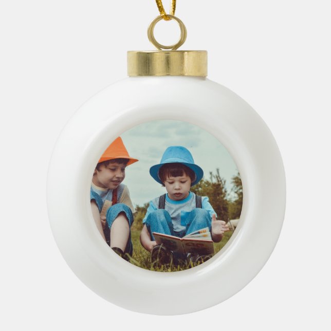 einfaches Hinzufügen IHRES FOTOS TEXT CHRISTMAS Ce Keramik Kugel-Ornament (Vorderseite)