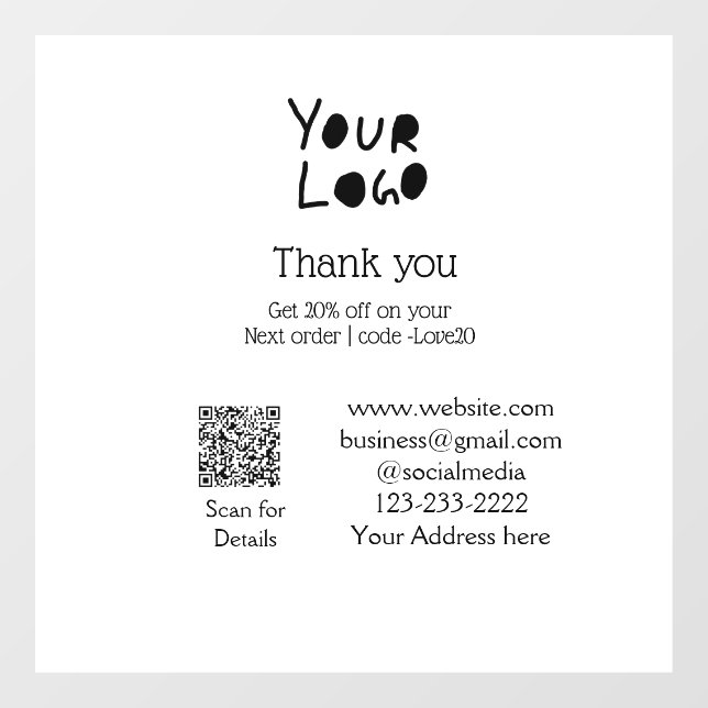 einfaches Hinzufügen von Logo/Design hier Text Q R Fensteraufkleber (Blatt)