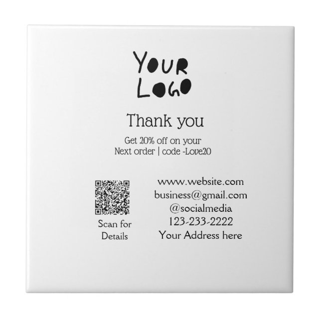 einfaches Hinzufügen von Logo/Design hier Text Q R Fliese (Vorderseite)