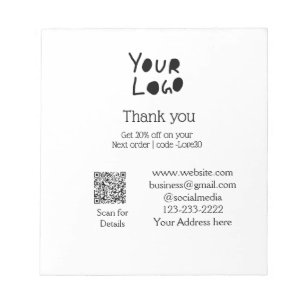 einfaches Hinzufügen von Logo/Design hier Text Q R Notizblock