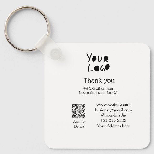 einfaches Hinzufügen von Logo/Design hier Text Q R Schlüsselanhänger (Vorderseite)