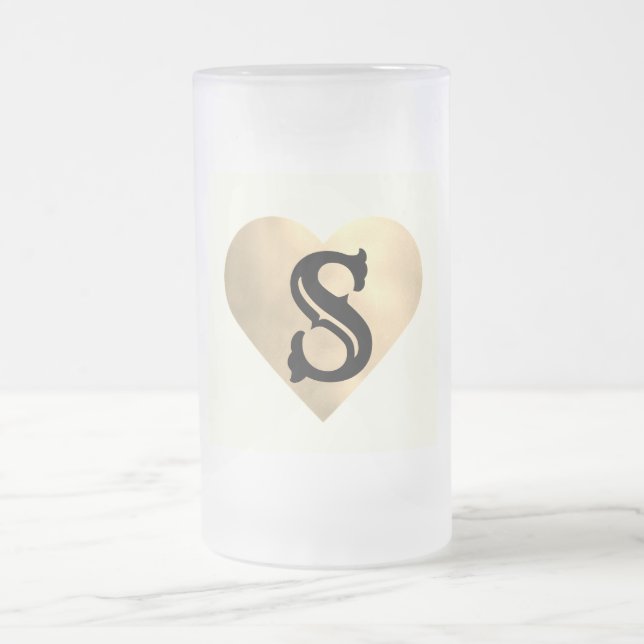 einfaches Hinzufügen von Text-Monogramm-Foto Mattglas Bierglas (Mittel)