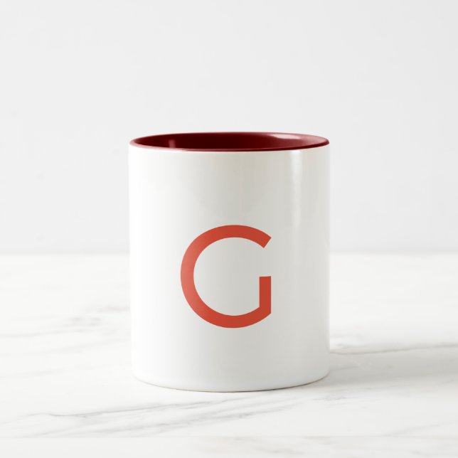 einfaches Hinzufügen von Text-Monogramm-Foto Zweifarbige Tasse (Mittel)