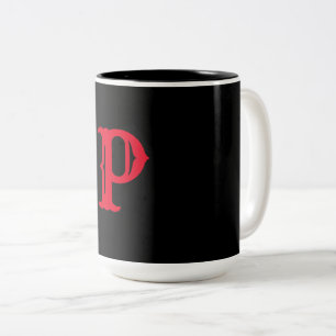 einfaches Hinzufügen von Text-Monogramm-Foto Zweifarbige Tasse