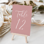 Einfaches Hochfahren von Script-Dusty-Rose Tischnummer<br><div class="desc">Elegante Hochzeitsszenarien mit der Tischnummer, die in einem schlichten, weißen Skript mit einem staubigen Hintergrund der Rose angezeigt wird. Die Text- und Hintergrundfarben können mithilfe der Editierwerkzeuge auf Ihre Hochzeitsfarben geändert werden. Um diese Tischkarten zu bestellen, editieren Sie die Karte individuell mit der Nummer und fügen Sie sie Ihrem Warenkorb...</div>