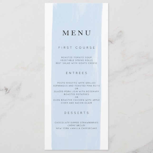 Einfaches Hochzeitmenü mit Wasserfarbe Menükarte (Vorderseite)
