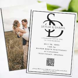 Einfaches Hochzeitmongramm Klassischer Minimal QR Einladung