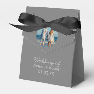 Einfaches Hochzeitscouple-Grau-Foto Geschenkschachtel