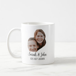 Einfaches Hochzeitsfoto mit Namen und Datum für Pa Kaffeetasse