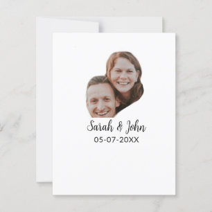 Einfaches Hochzeitsfoto mit Namen und Datum für Pa Postkarte