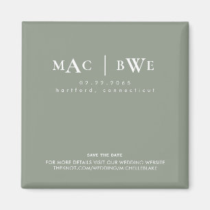 Einfaches Hochzeitsmonogramm Save Date Sage Magnet
