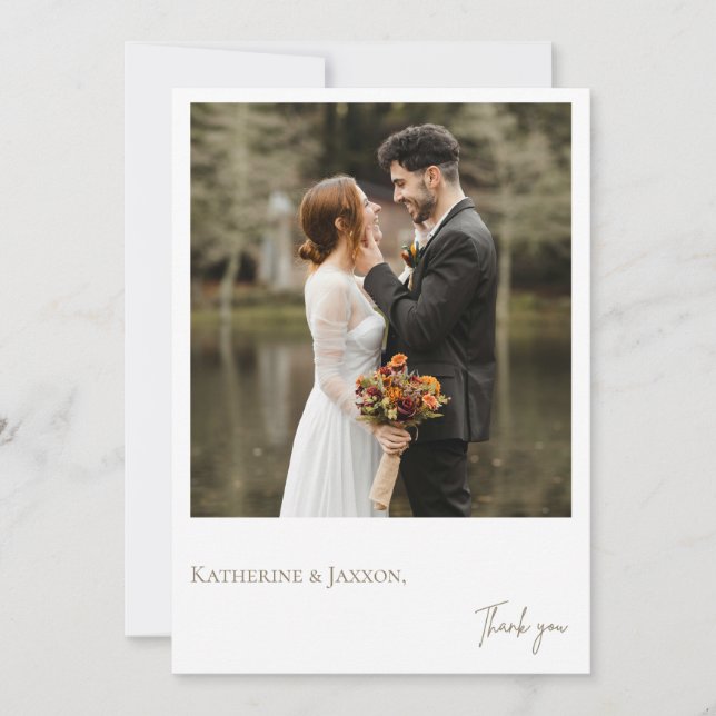 Einfaches Hochzeitspaar Foto Danke II (Vorderseite)