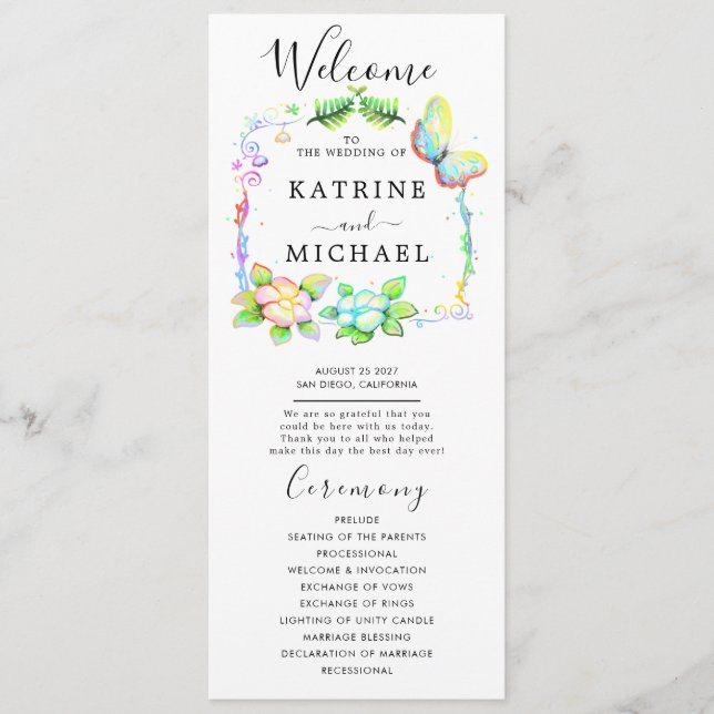 Einfaches Hochzeitsprogramm für Flora Programm (Vorderseite)