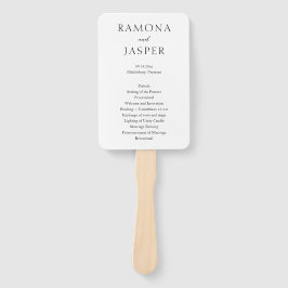 Einfaches Hochzeitsprogramm für Schwarz und Weiß Fächer