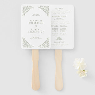 Einfaches Hochzeitsprogramm für zartes Blumengebäc Fächer