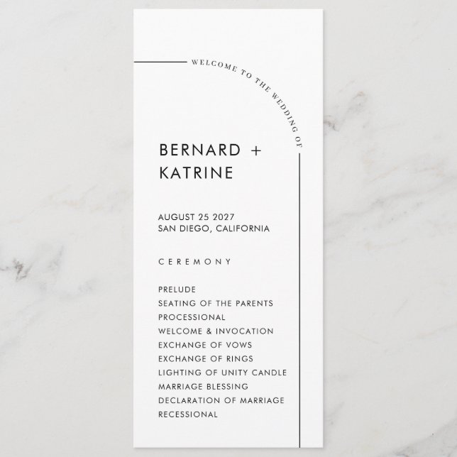 Einfaches Hochzeitsprogramm Programm (Vorderseite)