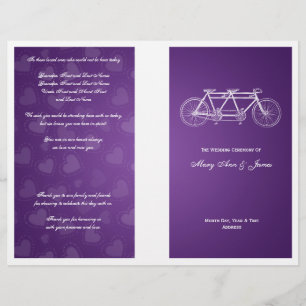 Einfaches Hochzeitsprogramm Tandem Bike Lila