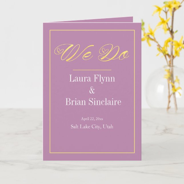 Einfaches Hochzeitsprogramm "WE DO" Karte (Gelbe Blume)