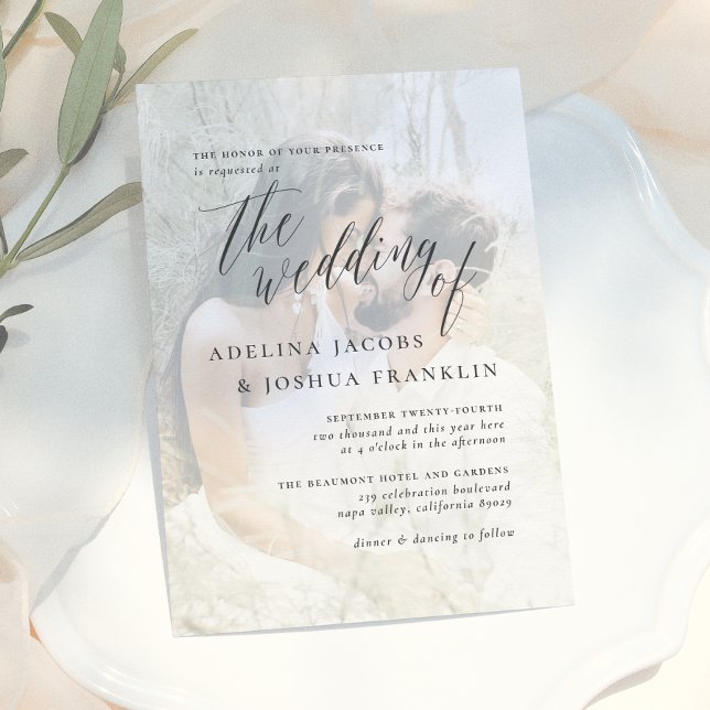 Einfaches Hochzeitsskript-Verlobung-Foto Einladung (Von Creator hochgeladen)