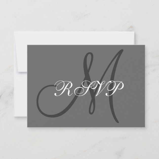 Einfaches Hochzeitstil RSVP Grau (Vorderseite)
